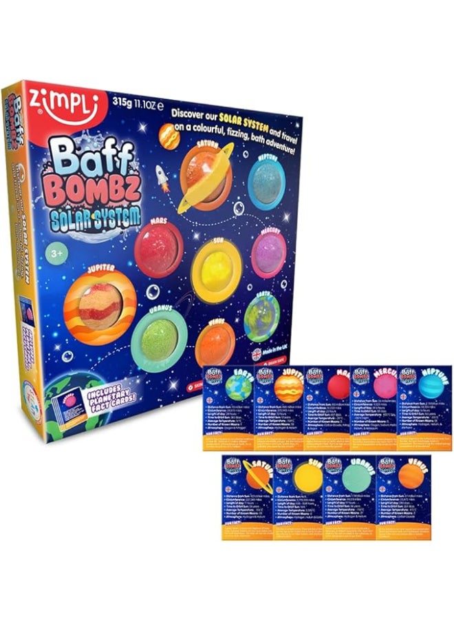 Zimpli Kids BAFF BOMBZ Planet Bath Bomb Set, Solar System Bath Bombs for Kids, Educational Fizzing Bath Time Toy, Skin Safe, Drain Safe, Easy Clean, Stain Free, Biodegradable - Image 2