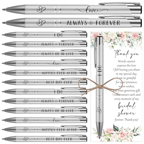Chiisong 50 Sets Bridal Shower Favors for Guests Wedding Pens Bulk with Thank You Cards Bridal Shower Retractable Ballpoint Pen for Guest Gifts Game Prizes Wedding Souvenirs (Floral) - Image 1