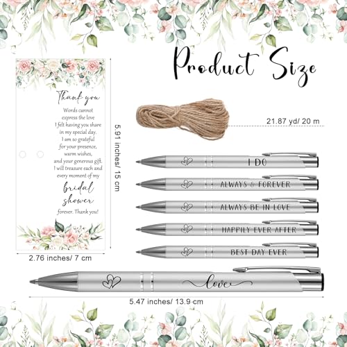 Chiisong 50 Sets Bridal Shower Favors for Guests Wedding Pens Bulk with Thank You Cards Bridal Shower Retractable Ballpoint Pen for Guest Gifts Game Prizes Wedding Souvenirs (Floral) - Image 2