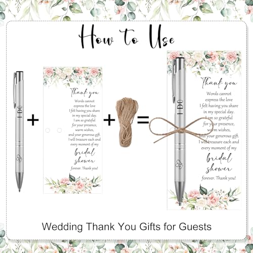Chiisong 50 Sets Bridal Shower Favors for Guests Wedding Pens Bulk with Thank You Cards Bridal Shower Retractable Ballpoint Pen for Guest Gifts Game Prizes Wedding Souvenirs (Floral) - Image 3