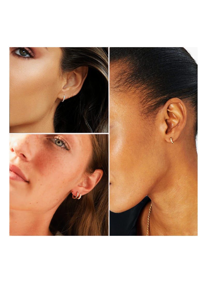 SYOSI 5 Pairs Gold Silver Huggies Hoop Earrings Set, Small Dangle Chain Hoop Earrings Fashion Huggies Earrings Jewelry Stylish Dangle Hoop Earrings Set Chic Huggies Hoops Jewelry Set for Women Girls - Image 4