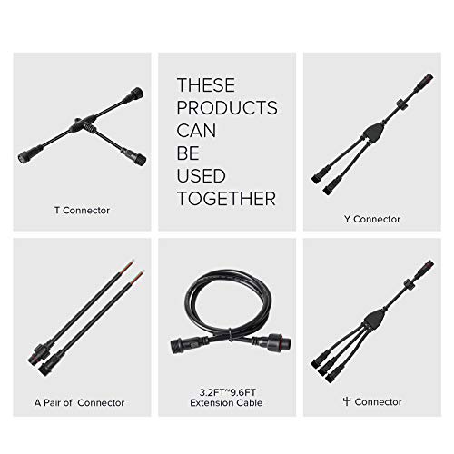 BTF-LIGHTING 5 Pin Electrical Connector 22AWG IP65 Male Female Connector 7.87in/20cm Extension Cable for Car,Truck,Boat,Indoor/Outdoor LED Strip Lights/String 22mm Nut Big Size 5 Pairs - Image 4