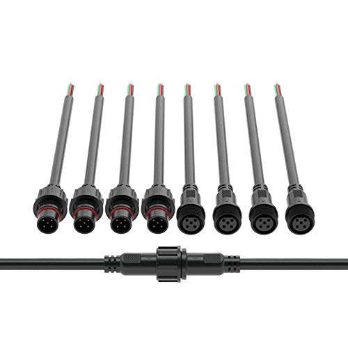 BTF-LIGHTING 5 Pin Electrical Connector 22AWG IP65 Male Female Connector 7.87in/20cm Extension Cable for Car,Truck,Boat,Indoor/Outdoor LED Strip Lights/String 22mm Nut Big Size 5 Pairs - Image 1