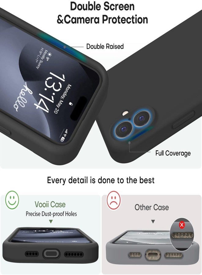 Vooii Compatible with iPhone 16 Case, Liquid Silicone Upgrade [Camera Protection] [Soft Anti-Scratch Microfiber Lining] Shockproof Phone Case for iPhone 16 6.1 inch - Black - Image 3