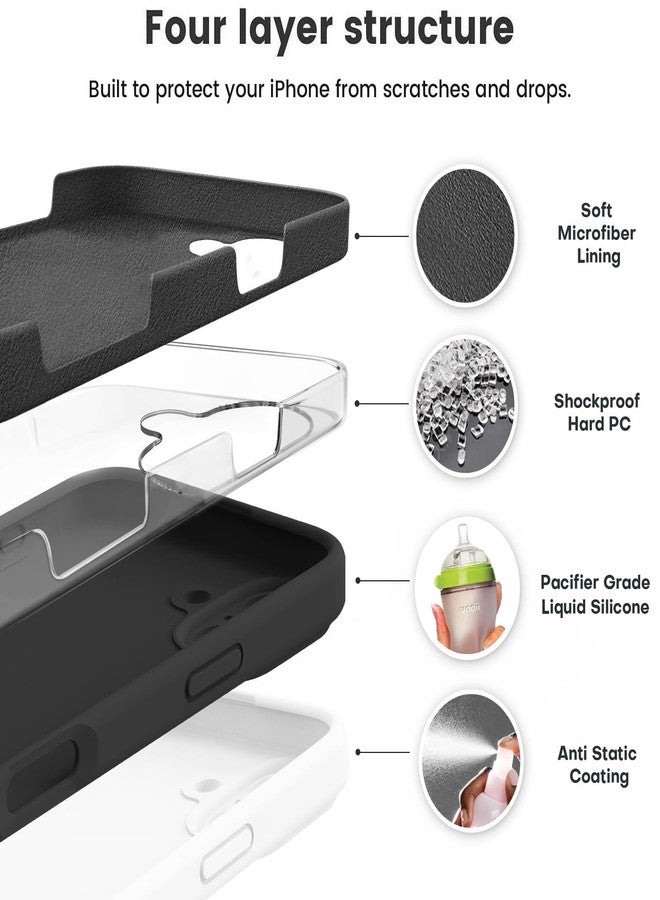 Vooii Compatible with iPhone 16 Case, Liquid Silicone Upgrade [Camera Protection] [Soft Anti-Scratch Microfiber Lining] Shockproof Phone Case for iPhone 16 6.1 inch - Black - Image 2