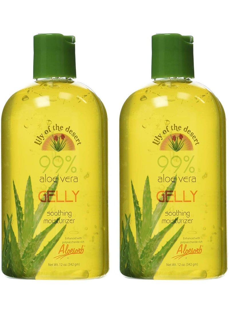 Lily Of the Desert Lily Of The Desert Gelly Moisturizer  99 Organic Aloe Vera Gel for Skin After Sun Care with Aloe Vitamin E Oil and Vitamin C for Sunburn Relief 12 Fl Oz Pack of 2 