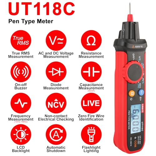 UNI-T UNIT UT118C Digital Multimeter Pen Type 6000 Counts Professional Meter NonContact Auto ACDC Voltage Ohm Diode Tester for Tool - Image 3