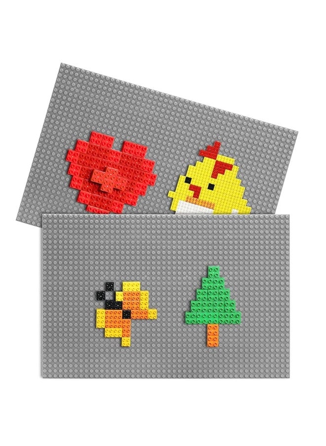 ZENFUN ZENFUN 4 Pack Baseplates Building Plates for Building Bricks, 10'' x 15''/25.5x38 CM, Classic Building Baseplates Compatible with Major Brick Brands, Grey,  - Image 2