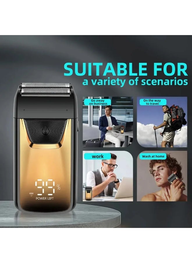 Men's Shaver, Electric Shaving Machine Cordless Foil Shaver Bald Shaving Machine Hair Cutting Machine Men's Razor(Gold) - Image 2