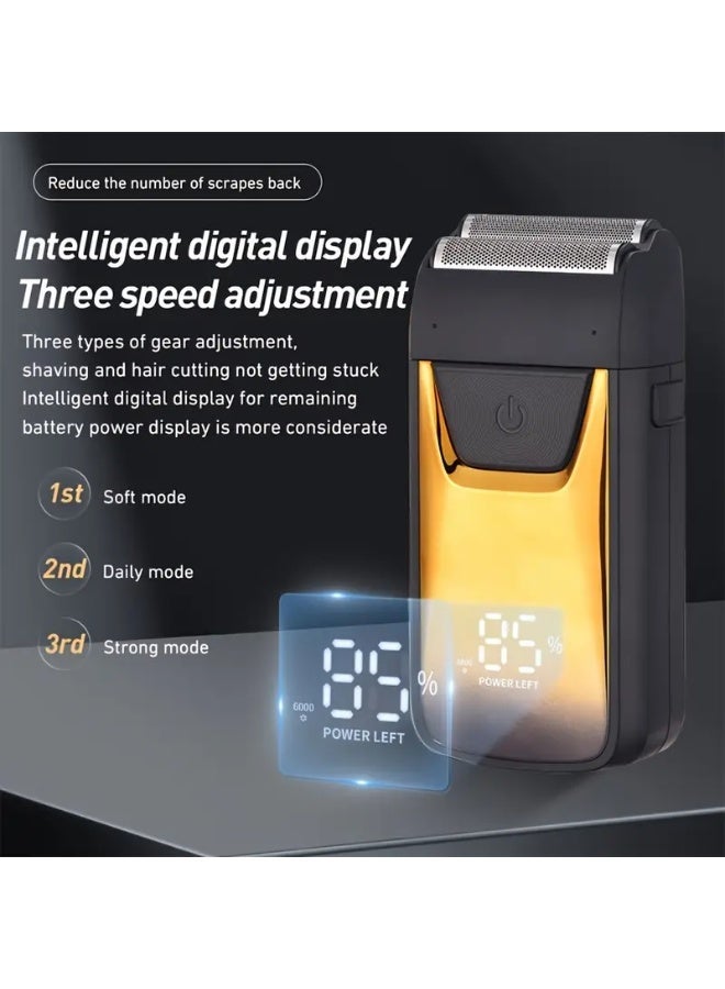 Men's Shaver, Electric Shaving Machine Cordless Foil Shaver Bald Shaving Machine Hair Cutting Machine Men's Razor(Gold) - Image 3