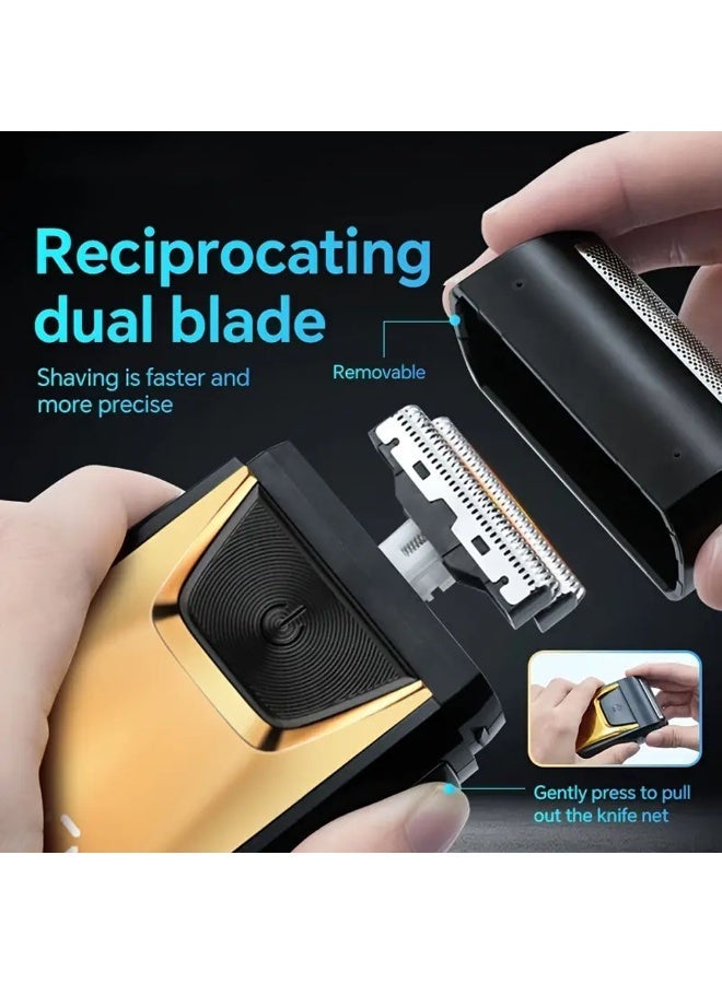 Men's Shaver, Electric Shaving Machine Cordless Foil Shaver Bald Shaving Machine Hair Cutting Machine Men's Razor(Gold) - Image 5