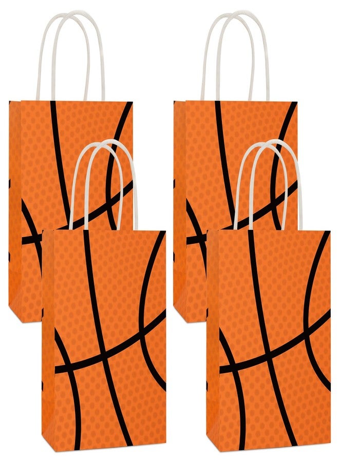 Lemicin 12 Pack Basketball Goodie Bags Basketball Gift Favors Paper Bags with Handle Birthday Party Favors Bag Snack Candy Treat Holders Kraft Paper Bag for Sports Theme Party Supplies Decorations - Image 1