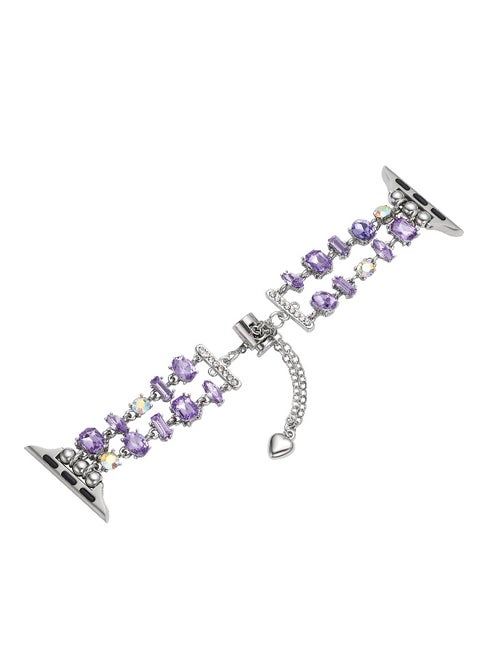 Apple Watch S9 Dual Row Chain Bracelet with Sparkling Crystal Gemstones