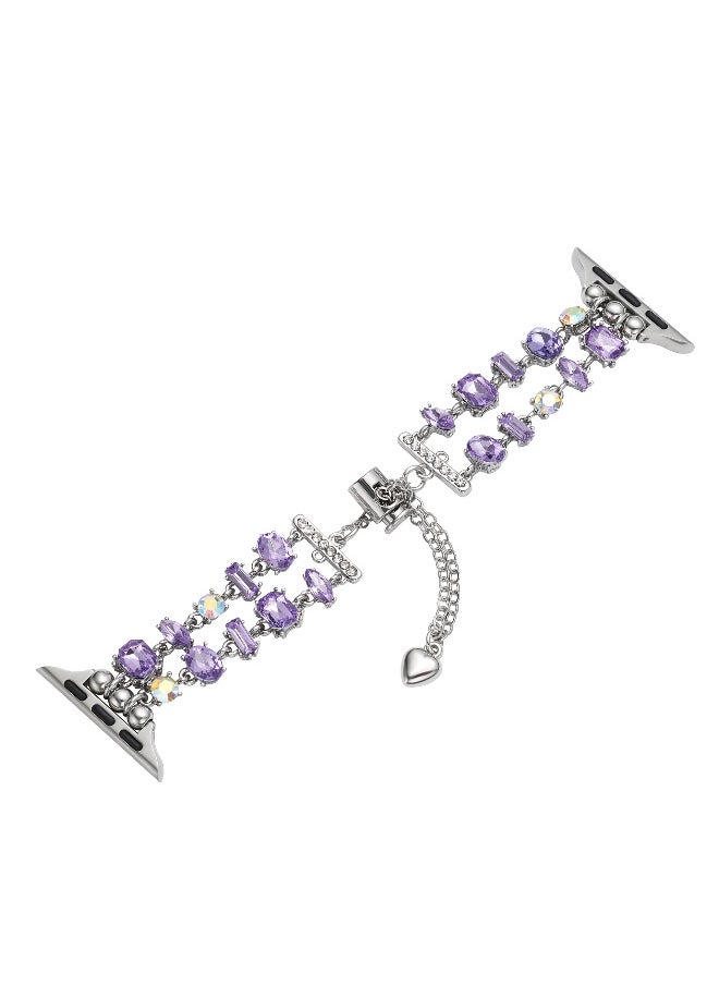 Apple Watch S9 Dual Row Chain Bracelet with Sparkling Crystal Gemstones