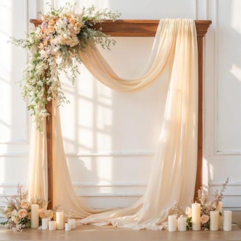 Arch Drapes for Wedding Arch Draping Fabric Sheer Backdrop Curtain for Ceremony Bridal Party Decor 19Feet Length x 28" Width 1 Panel - Image 2