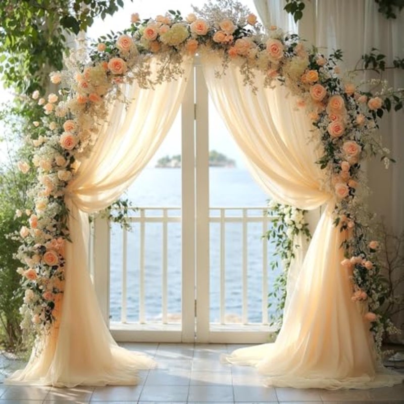 Arch Drapes for Wedding Arch Draping Fabric Sheer Backdrop Curtain for Ceremony Bridal Party Decor 19Feet Length x 28" Width 1 Panel - Image 3