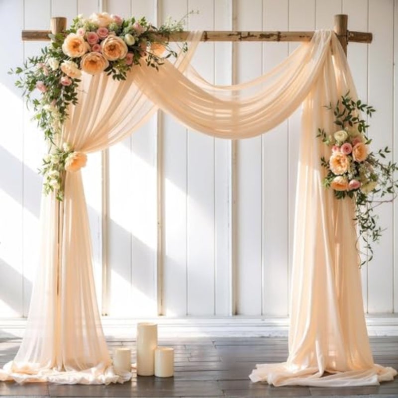 Arch Drapes for Wedding Arch Draping Fabric Sheer Backdrop Curtain for Ceremony Bridal Party Decor 19Feet Length x 28" Width 1 Panel - Image 1