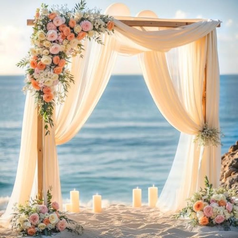 Arch Drapes for Wedding Arch Draping Fabric Sheer Backdrop Curtain for Ceremony Bridal Party Decor 19Feet Length x 28" Width 1 Panel - Image 4