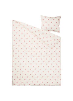 Zaboon Duvet cover and pillowcase, heart pattern white/pink, 150x200/50x80 cm  - Image 2