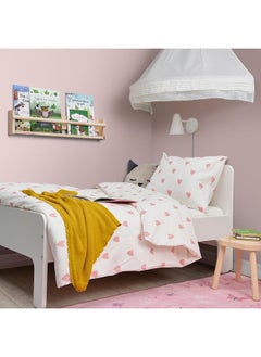 Zaboon Duvet cover and pillowcase, heart pattern white/pink, 150x200/50x80 cm  - Image 3
