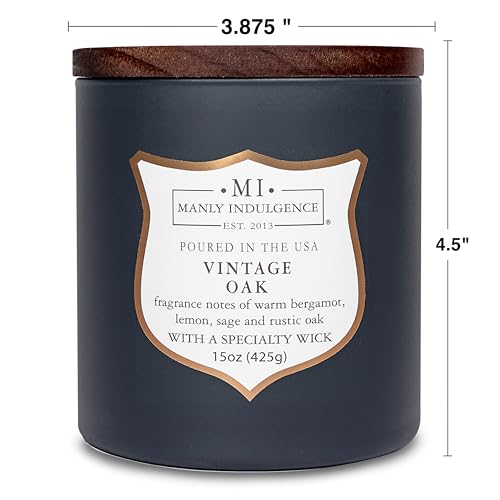 Manly Indulgence Vintage Oak Scented Candles for Men, 15 oz Wooden Wick, Premium Soy Blend Wax, 60H Burn, Candles for Home Scented - Made in The USA - Image 4