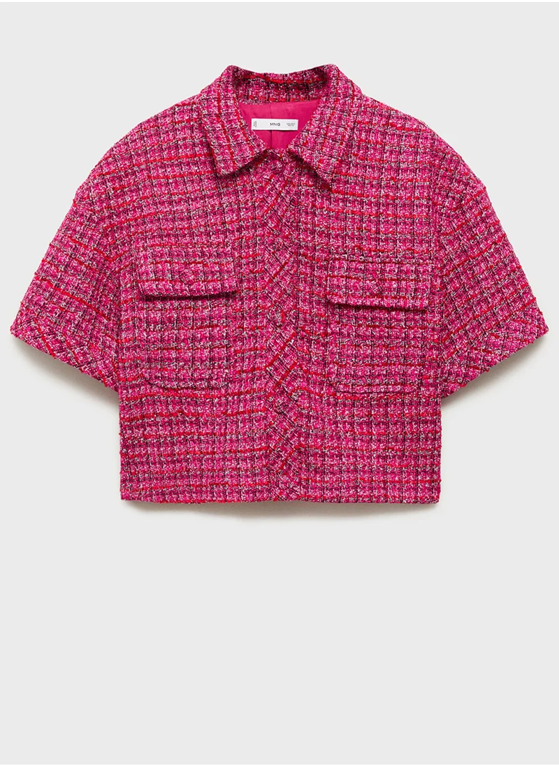 مانجو Casual Short Sleeve Tweed Jacket