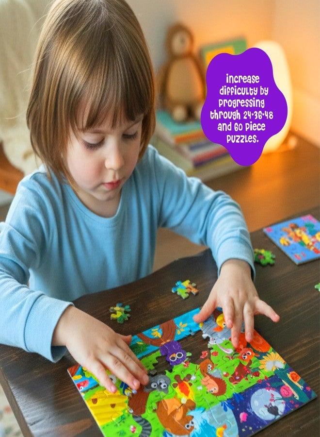 DINO MINI Dinomini Floor Puzzles for Toddlers 4-in-1 Value Pack - 4 x Puzzles for Toddlers 2-4 - 24, 36, 48 & 60 Pieces - Preschool Learning Activities - Learning & Educational Toys - Image 3