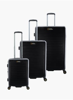 NATIONAL GEOGRAPHIC National Geographic Cruise 100% PC Hardshell Suitcase Set, Durable Lightweight  TSA Combination Lock Travel Luggage, 4 Quite Spinner Wheel, 3pcs Trolley Bag (20+24+28 Inch) Black.  - Image 1