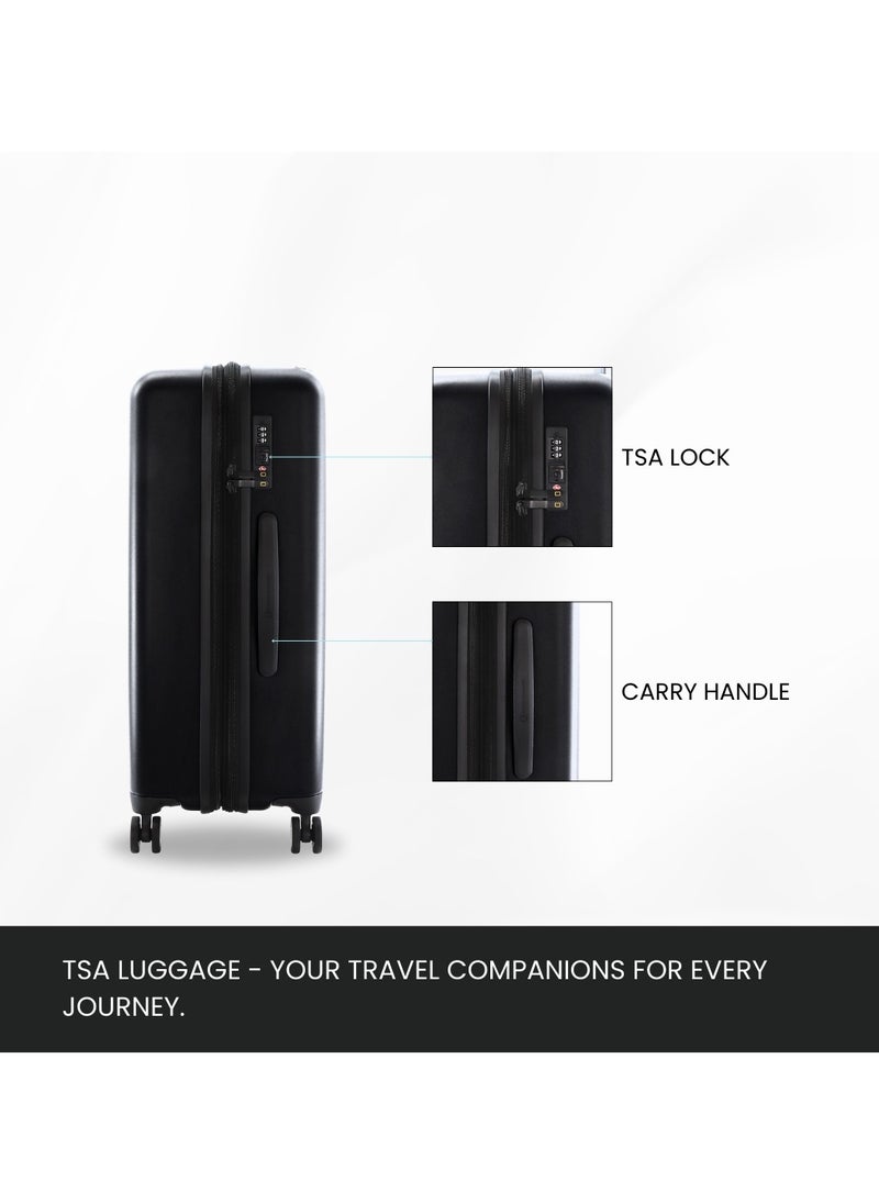 NATIONAL GEOGRAPHIC National Geographic Cruise 100% PC Hardshell Suitcase Set, Durable Lightweight  TSA Combination Lock Travel Luggage, 4 Quite Spinner Wheel, 3pcs Trolley Bag (20+24+28 Inch) Black.  - Image 3