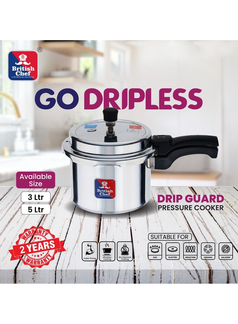 British Chef 3Liters Stainless Steel Pressure Cooker | Induction & Gas Stove Compatible | Safety Lock System | Heat-Resistant Handles | Durable & Energy Efficient Cooking Pot-BC185 Silver - Image 2