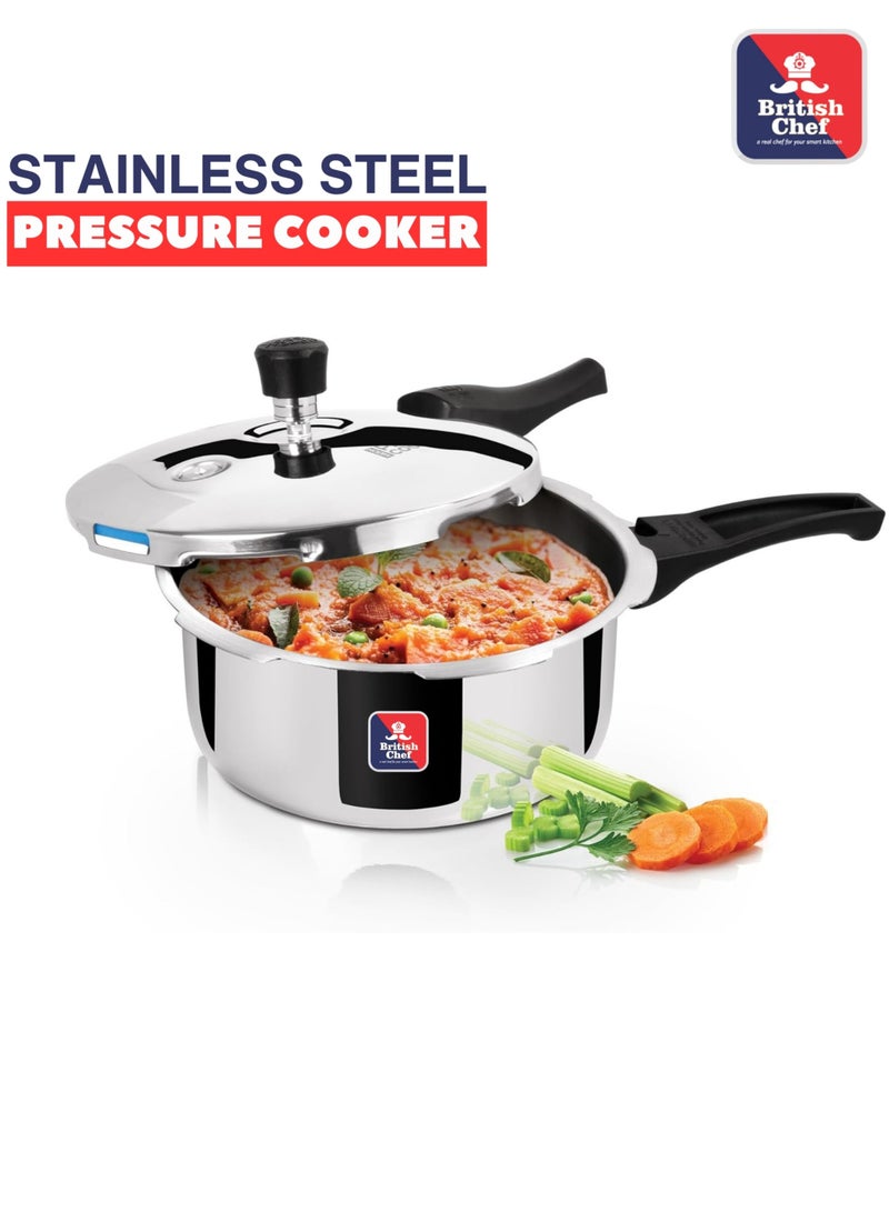 British Chef 3Liters Stainless Steel Pressure Cooker | Induction & Gas Stove Compatible | Safety Lock System | Heat-Resistant Handles | Durable & Energy Efficient Cooking Pot-BC185 Silver - Image 4