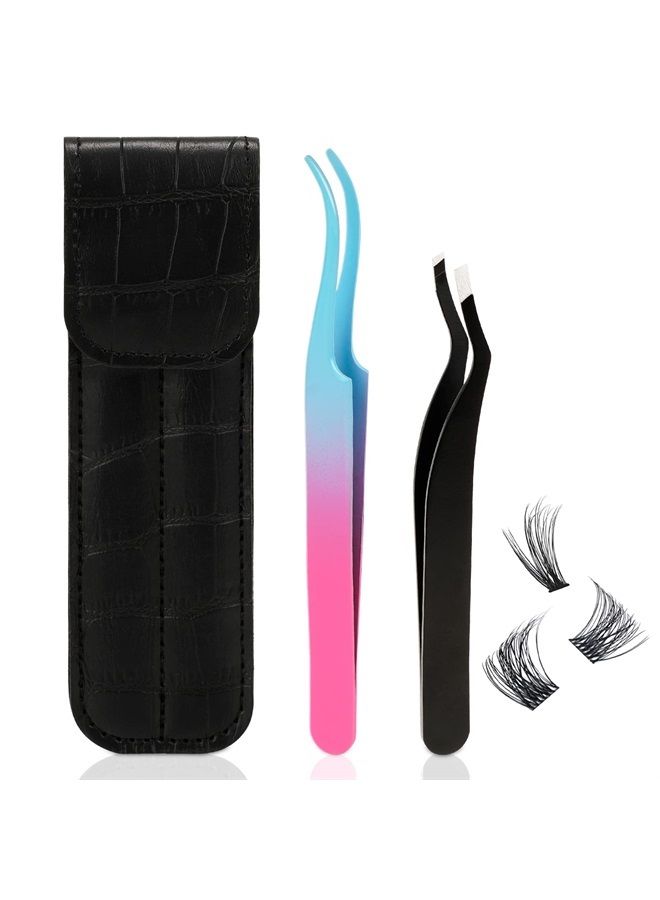 KevKev Eyelash Applicator for Cluster Lashes, Lash Clusters Tweezers Kit with Lash Applicator and 1 Eyebrow Tweezers - Image 1