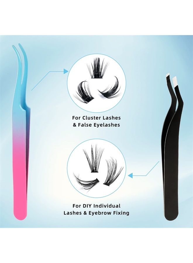 KevKev Eyelash Applicator for Cluster Lashes, Lash Clusters Tweezers Kit with Lash Applicator and 1 Eyebrow Tweezers - Image 2