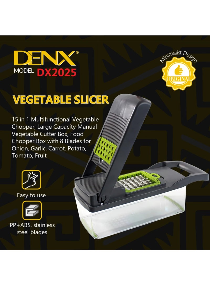 أداك قطاعة خضروات، قطاعة بصل احترافية، 14 في 1 قطاعة طعام متعددة الوظائف، قطاعة خضروات للمطبخ، قطاعة خضروات مع 8 شفرات، قطاعة جزر وثوم مع حاوية (رمادي)... - Image 1