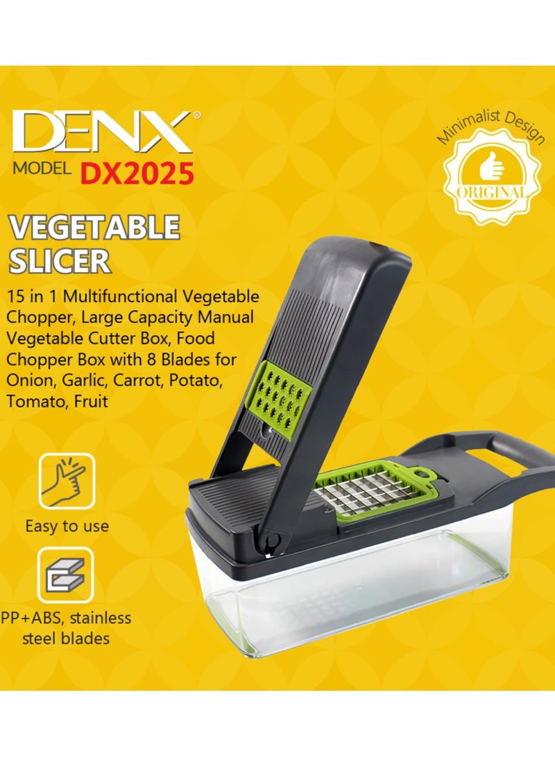 أداك قطاعة خضروات، قطاعة بصل احترافية، 14 في 1 قطاعة طعام متعددة الوظائف، قطاعة خضروات للمطبخ، قطاعة خضروات مع 8 شفرات، قطاعة جزر وثوم مع حاوية (رمادي)... - Image 3