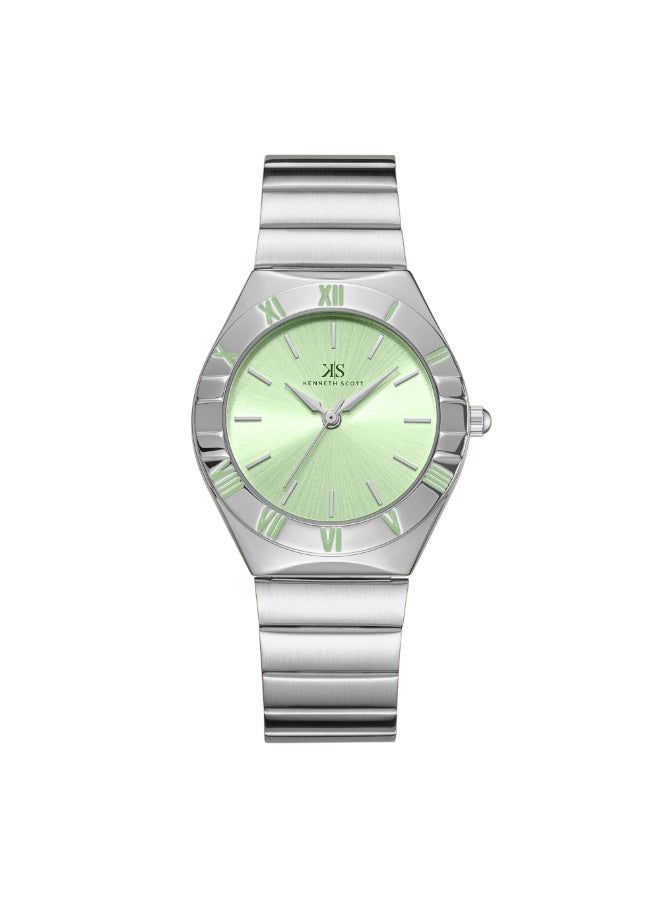 KENNETH SCOTT Women's Watch, Analog Display and Stainless Steel Strap - K24506-SBSH, Silver  - Image 1