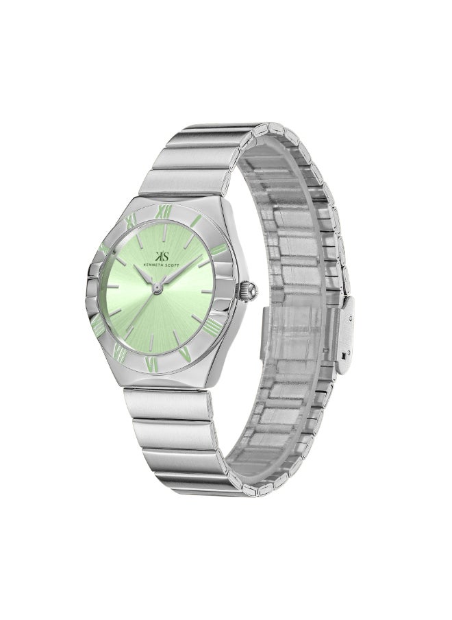 KENNETH SCOTT Women's Watch, Analog Display and Stainless Steel Strap - K24506-SBSH, Silver  - Image 2