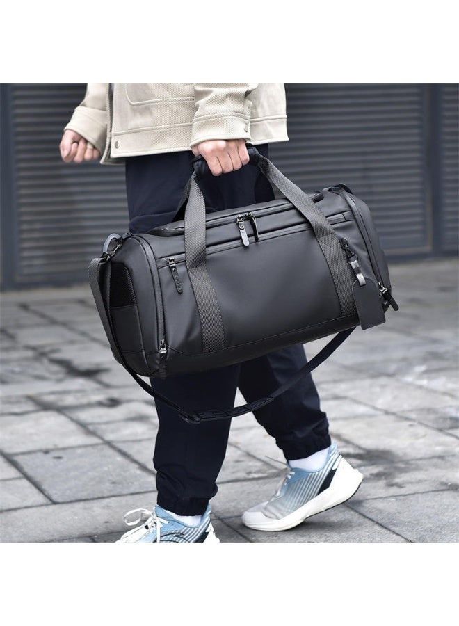 LumsAura 21L High Quality Duffle Bag with Shoes Compartment, Foldable Travel Duffel Bags for Men Women, Large Packable Travel Bag Water Repellent & Tear Resistant (Black) - Image 1