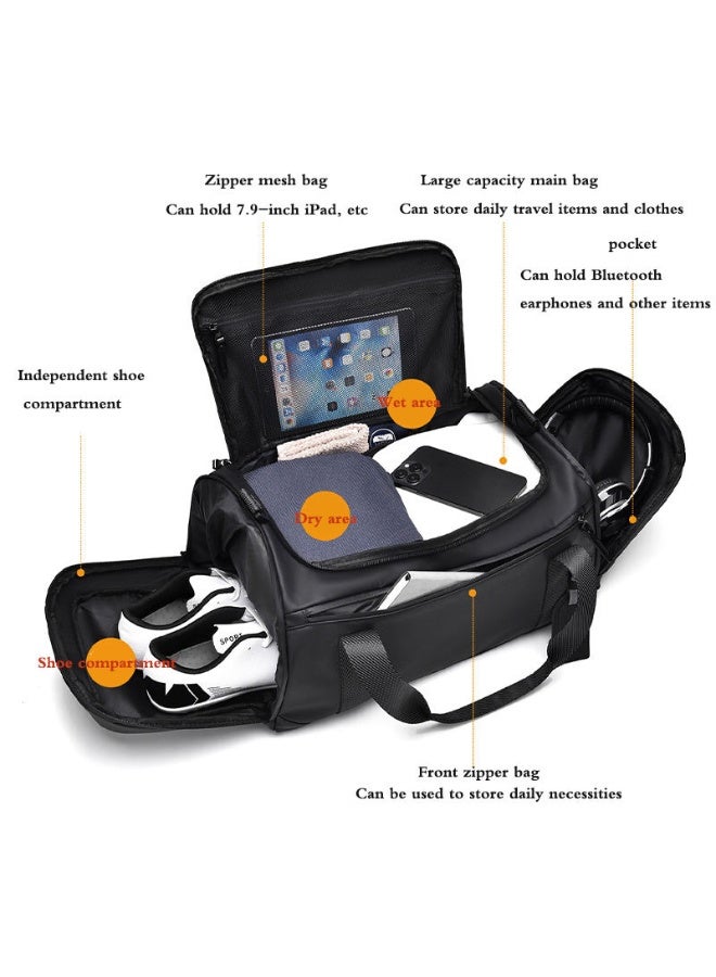 LumsAura 21L High Quality Duffle Bag with Shoes Compartment, Foldable Travel Duffel Bags for Men Women, Large Packable Travel Bag Water Repellent & Tear Resistant (Black) - Image 3