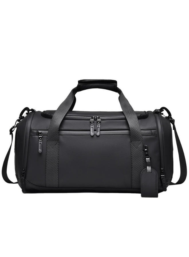 LumsAura 21L High Quality Duffle Bag with Shoes Compartment, Foldable Travel Duffel Bags for Men Women, Large Packable Travel Bag Water Repellent & Tear Resistant (Black) - Image 2