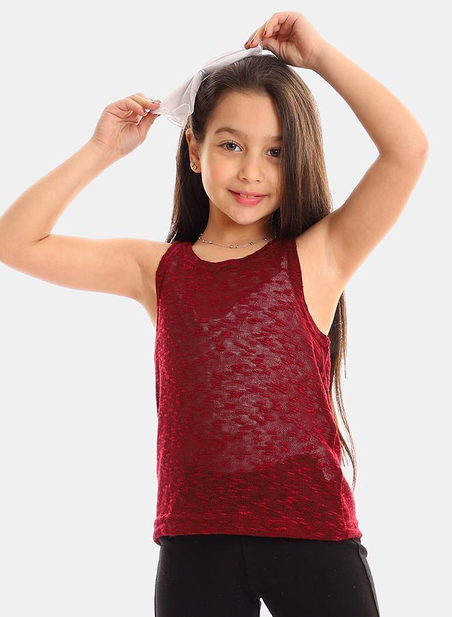 kady Girls Self Pattern Sleeveless Tank Top girls marron 4 Years - Image 1