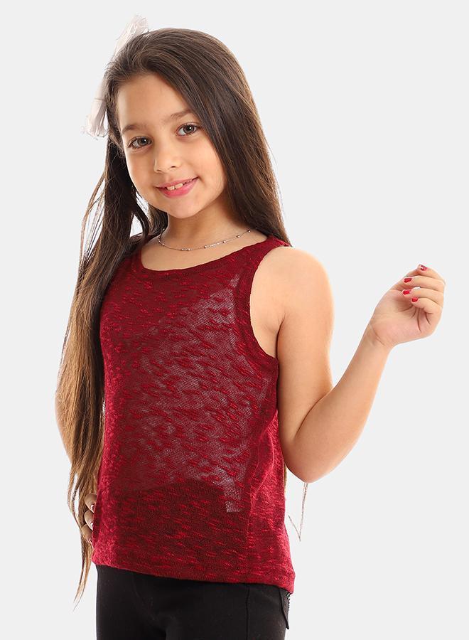 kady Girls Self Pattern Sleeveless Tank Top girls marron 4 Years - Image 2