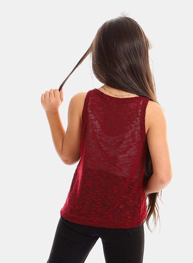 kady Girls Self Pattern Sleeveless Tank Top girls marron 4 Years - Image 3