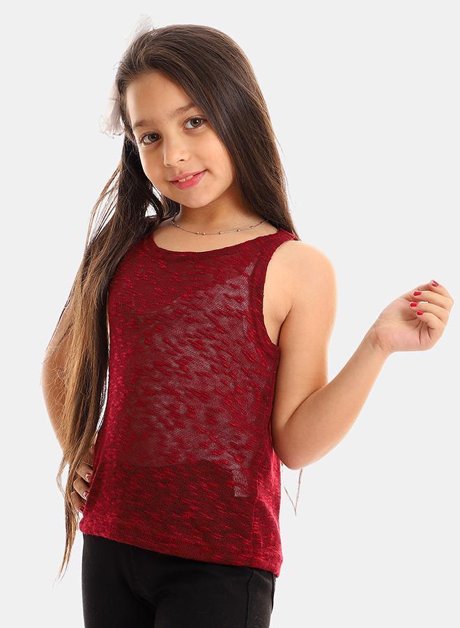 kady Girls Self Pattern Sleeveless Tank Top girls marron 4 Years - Image 4