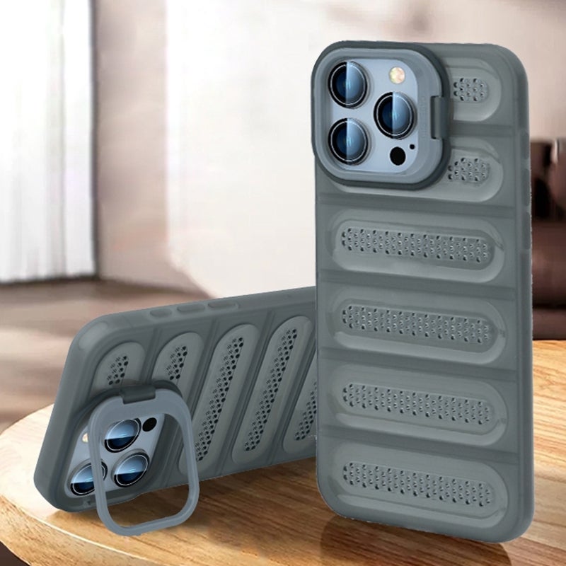 HuHa Case Cover For iPhone 14 Pro Invisible Holder Cooling Phone Case(Transparent Grey) - Image 1
