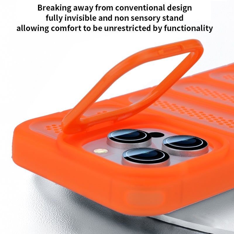 HuHa Case Cover For iPhone 14 Pro Invisible Holder Cooling Phone Case(Transparent Grey) - Image 4