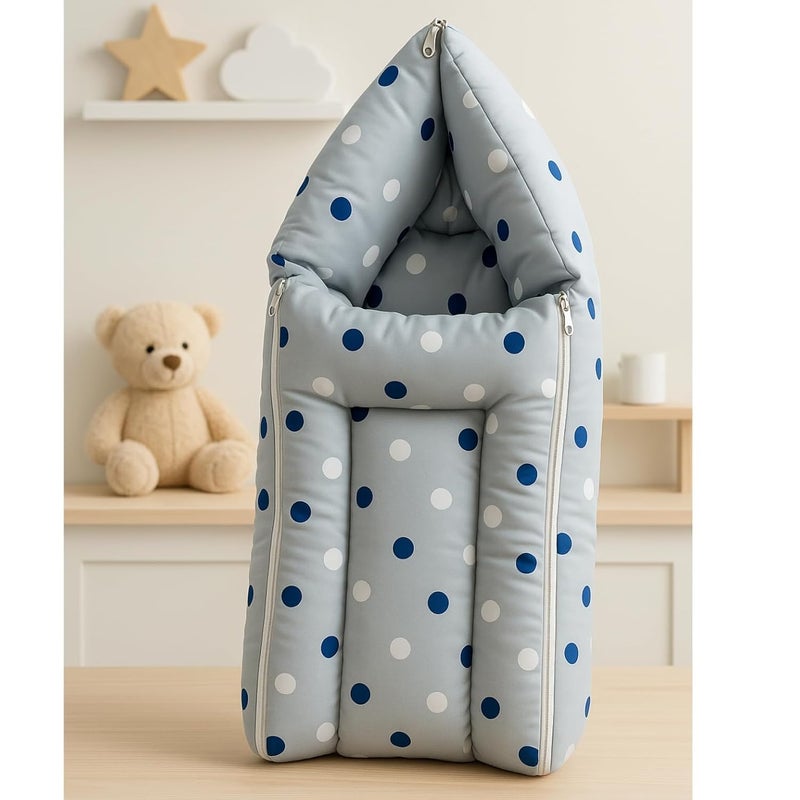 DADDY - G DADDY G 3-in-1 Baby Bed & Sleeping Bag for Newborn | Portable Cotton Baby Bedding Set | Unisex Carry Nest & Baby Holder for New Born | Soft & Lightweight Infant Sleep (Grey Dot) - Image 2