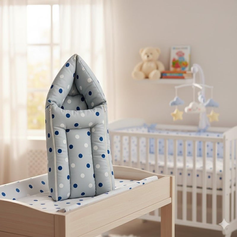 DADDY - G DADDY G 3-in-1 Baby Bed & Sleeping Bag for Newborn | Portable Cotton Baby Bedding Set | Unisex Carry Nest & Baby Holder for New Born | Soft & Lightweight Infant Sleep (Grey Dot) - Image 1