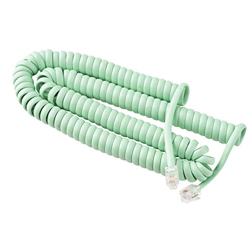 iSoHo Phones: Phone Cord for Landline Phone – Tangle-Free, Handset Curly Telephones Land Line Cord – Easy to Use + Excellent Sound Quality –Telephone Cord for Home or Office (25ft) Earth Day Green - Image 1
