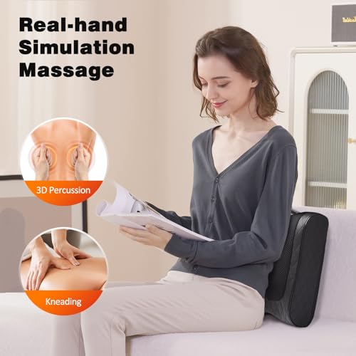 Boriwat Back Massager with Heat Percussion Shiatsu 2in1 Massager for Lower Back Pain Relief 3D Deep Tissue Kneading Massage Pillow for Back Waist Leg Foot Relax Gifts for Women Men - Image 5
